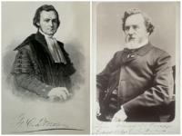Engraving of young Donders, left; c. 1887, right.